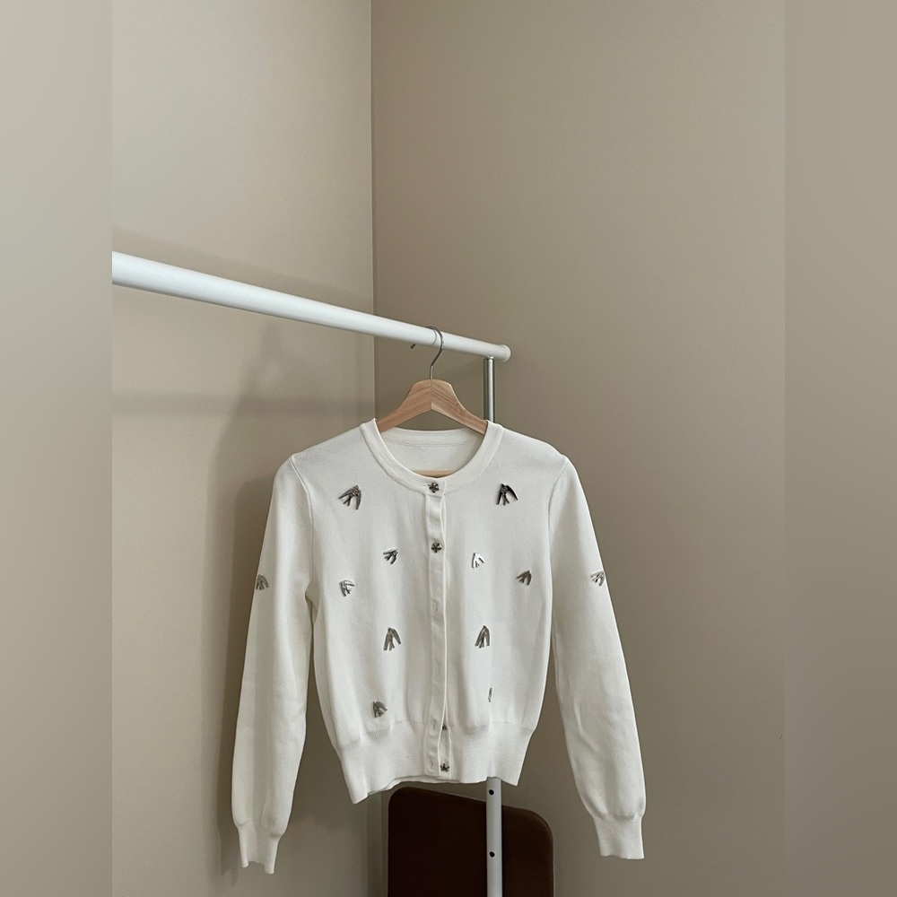 white cardigan